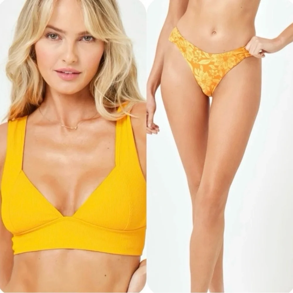 L*Space Ribbed Hailey Bikini Top and Monica Bikini Classic Bottom Swimwear Set